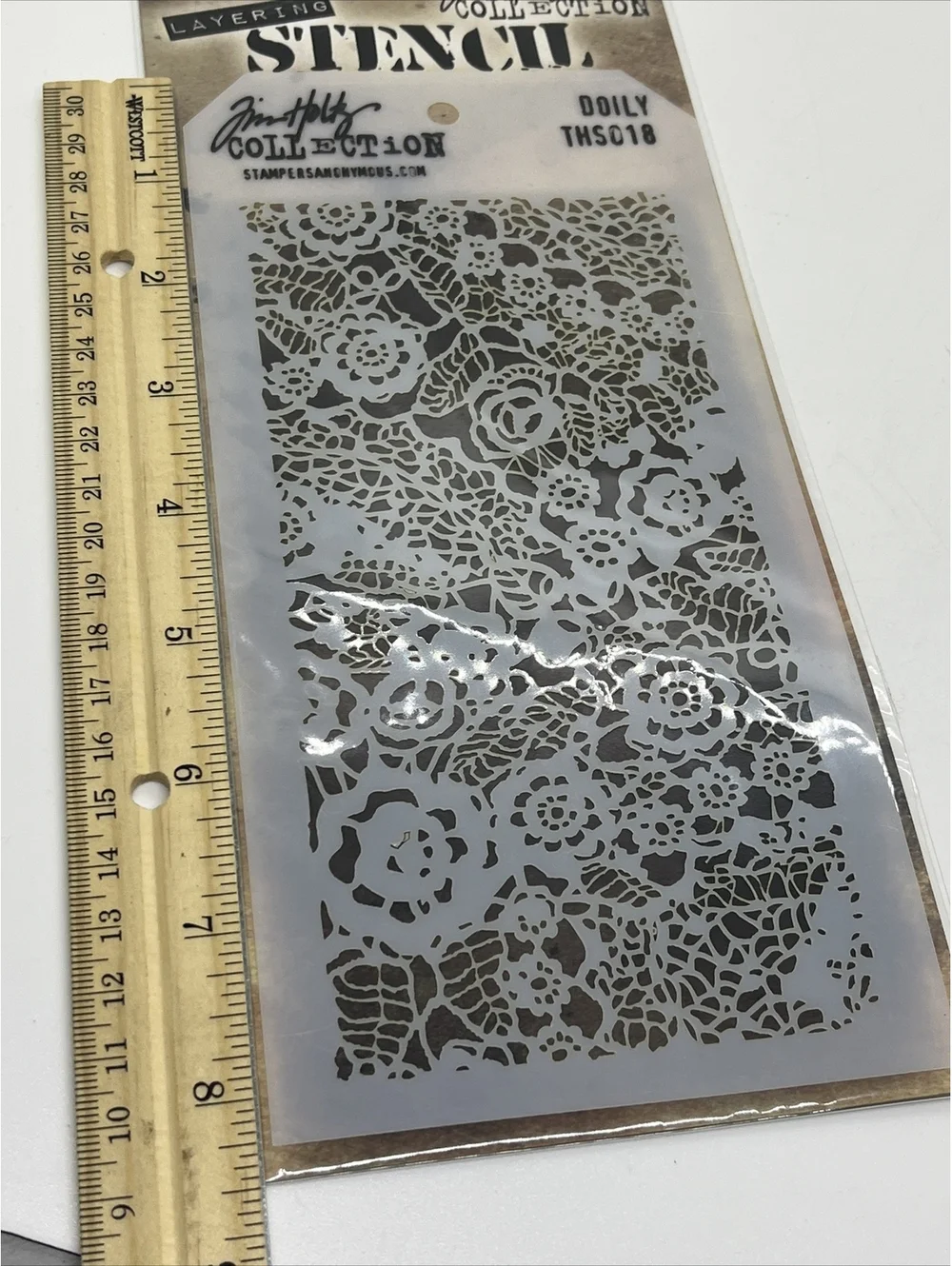 Tim Holtz Layered Stencil 4.125 Inch X 8.5 Inch-Doily Flowers Lace THS018